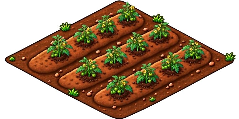 Plantação de tomates crescendo