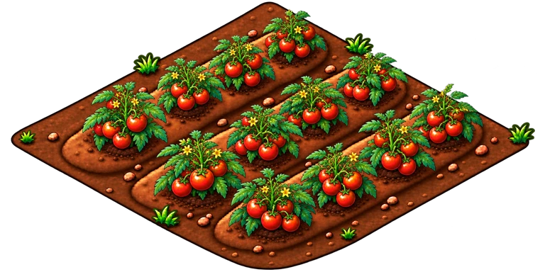 Plantação de tomates pronta para colher